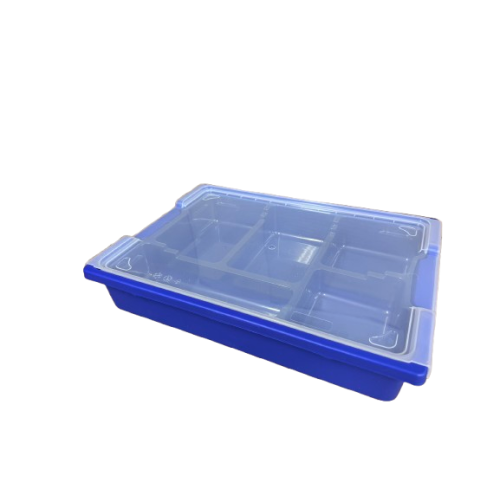 Storage Box 312 x 427 x 75 mm blue + lid + sorting compartment